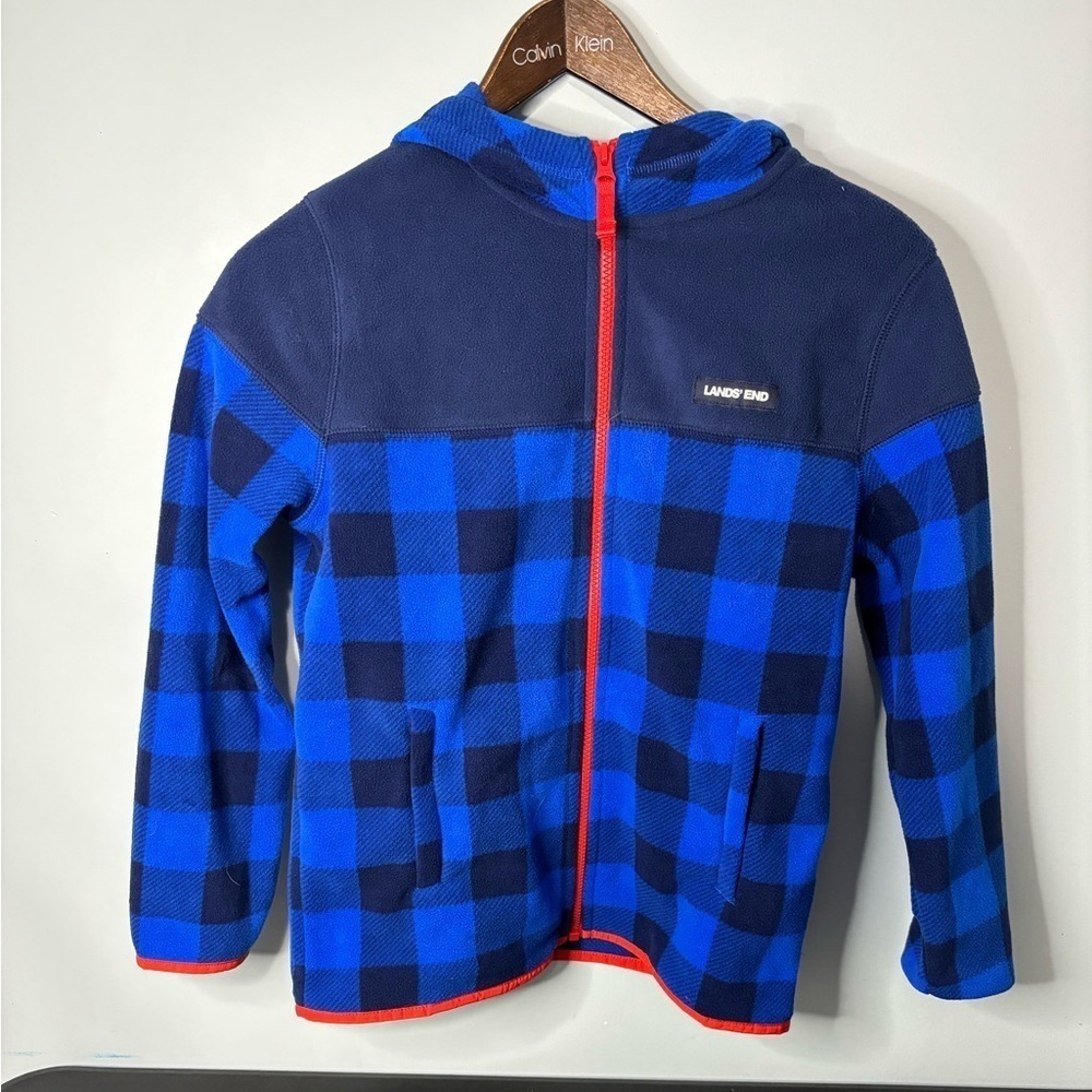 Lands’ End - Fleece Hooded Jacket - Youth L - Blue